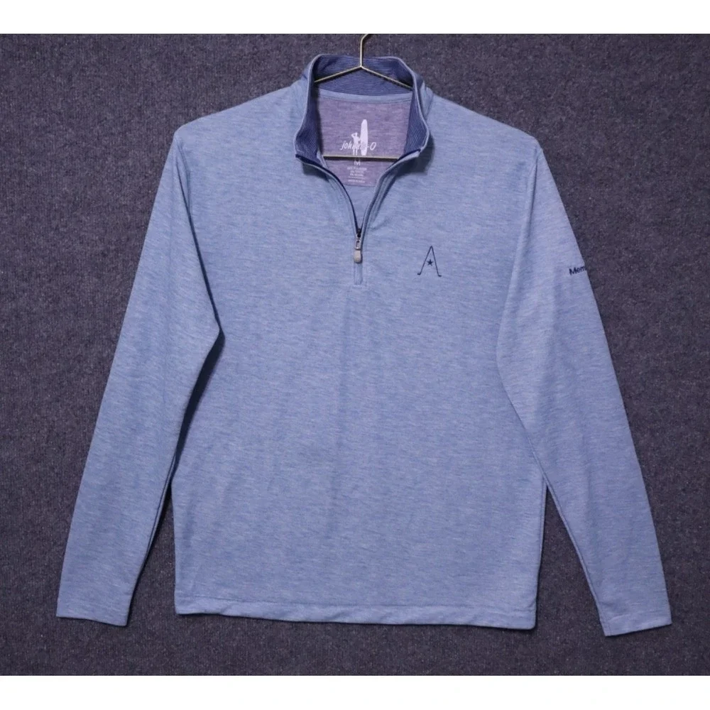 Johnnie O‎ Randall Men Medium Seaglass Blue 1/4 Zip Pullover Golf NWOT LS Mock